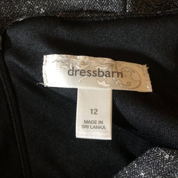Dressbarn Dress Womens Sz 12 Black White Flecks Sleeveless V Neck Sheath Office - Picture 5 of 8
